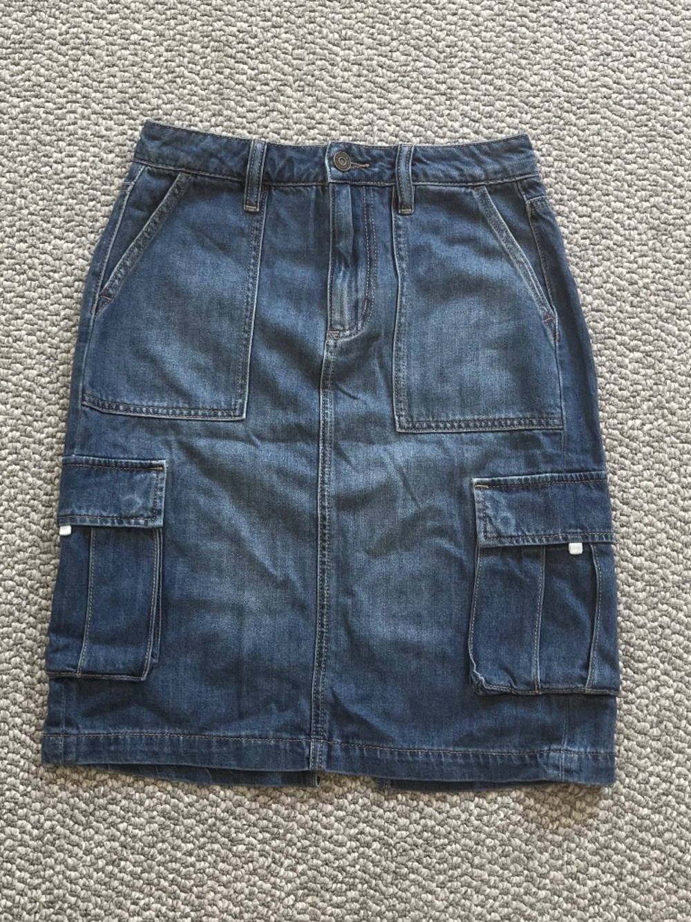 Hidden Jeans Extra Small Knee Length Denim Cargo Skirt Back Slit